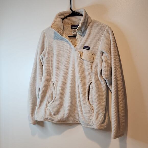 Patagonia Re-Tool 1/4 Snap Fleece Pullover Women's Size Small White/Cream EUC - Picture 4 of 14